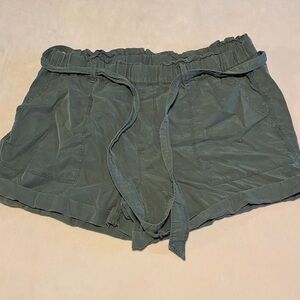 Aerie Green Paper Bag Shorts High Waisted Shorts